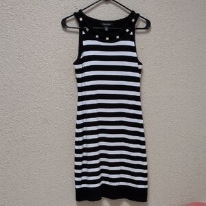 Chic Striped Black and White Midi Dress